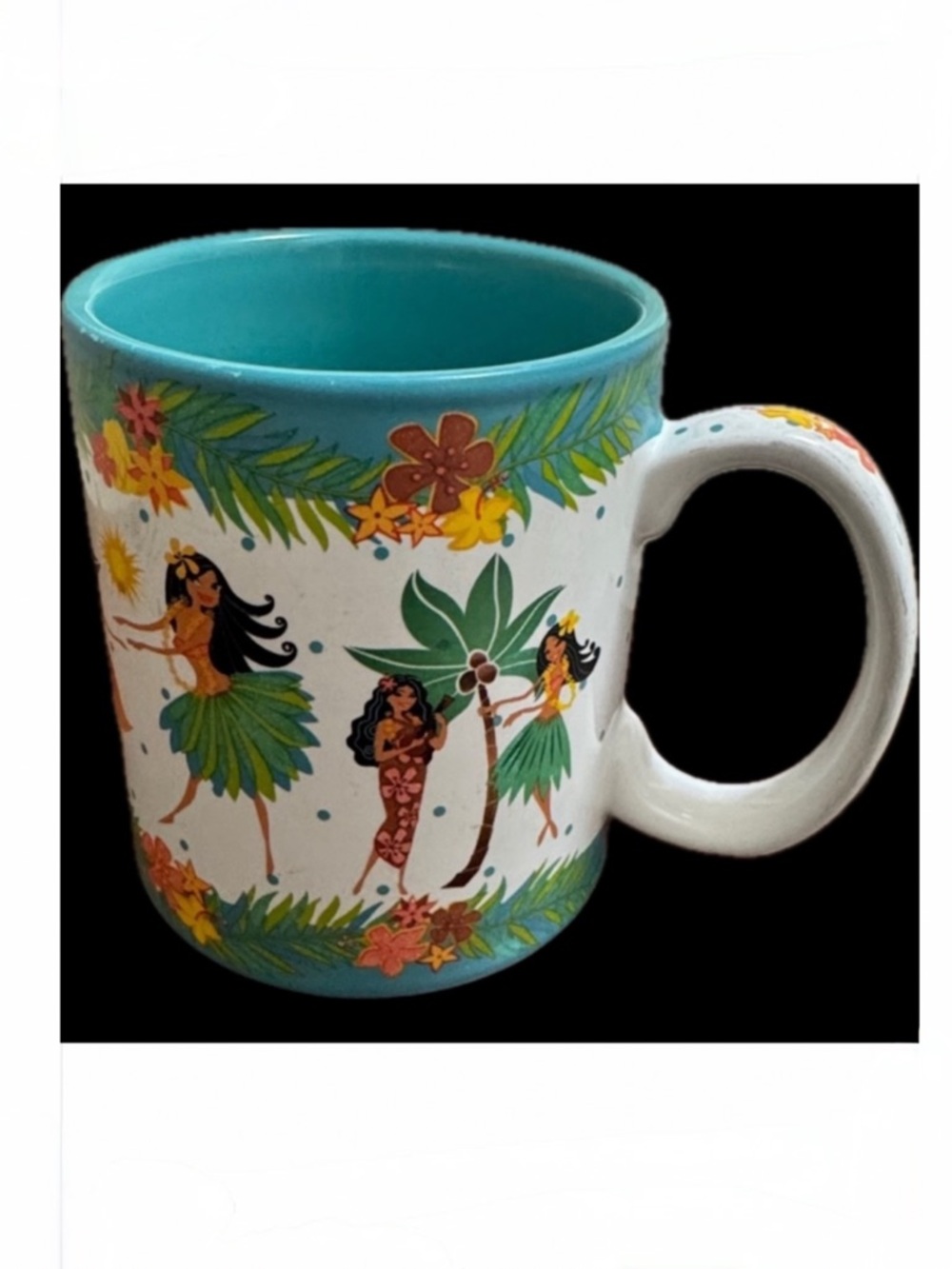ISLAND HERITAGE MUG HAWAII HULA HONEY CUP 2008 TROPICAL ALOHA Turquoise #03512
